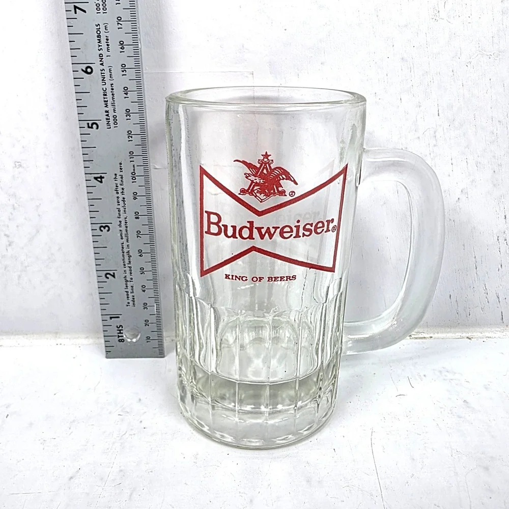 Vintage Beer‎ Stein Budweiser King of Beers Glass Mug Clear 5.5